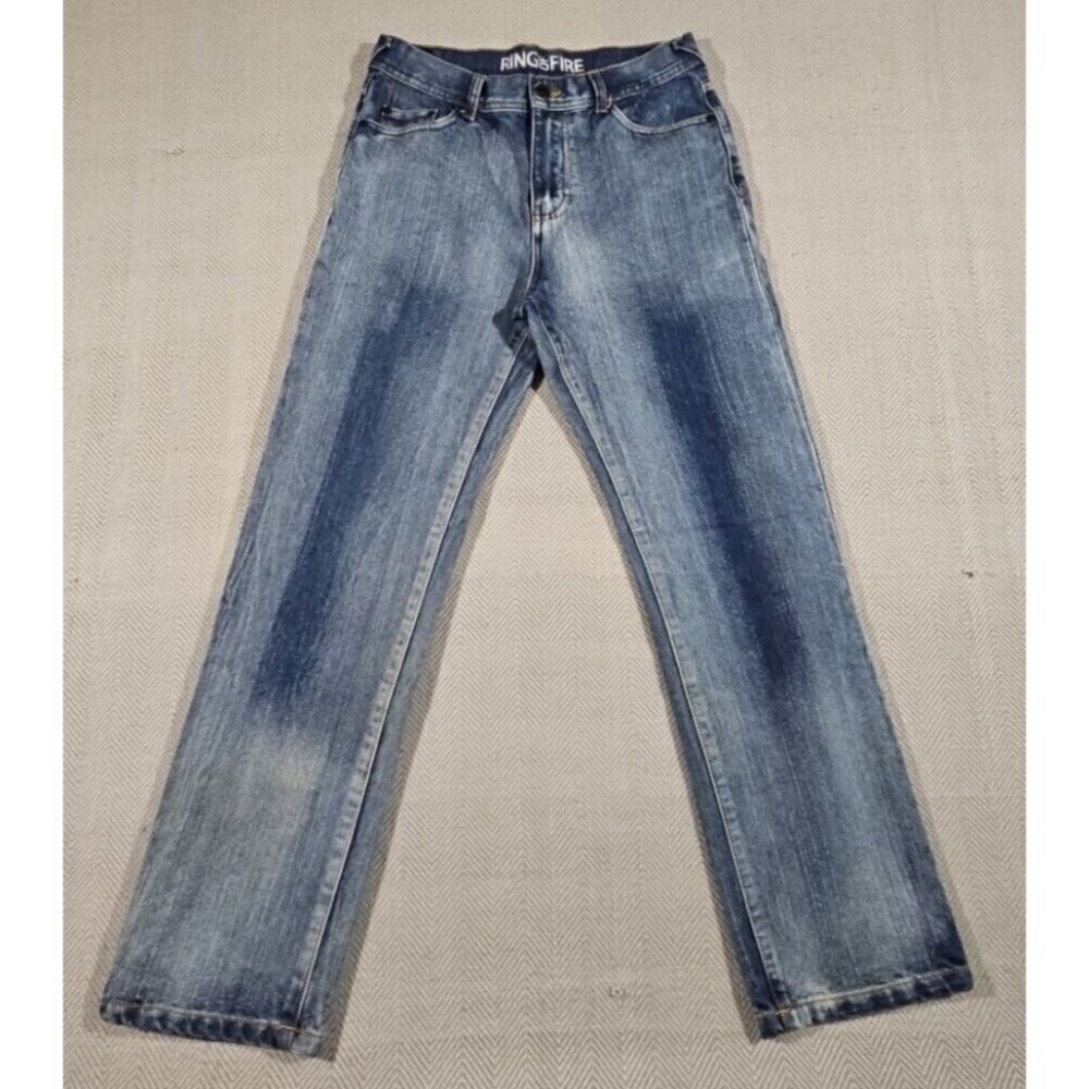Ring Of Fire Jeans Women's 18 (30x28) Blue‎ Denim Mid Rise Slim Straight Sretch